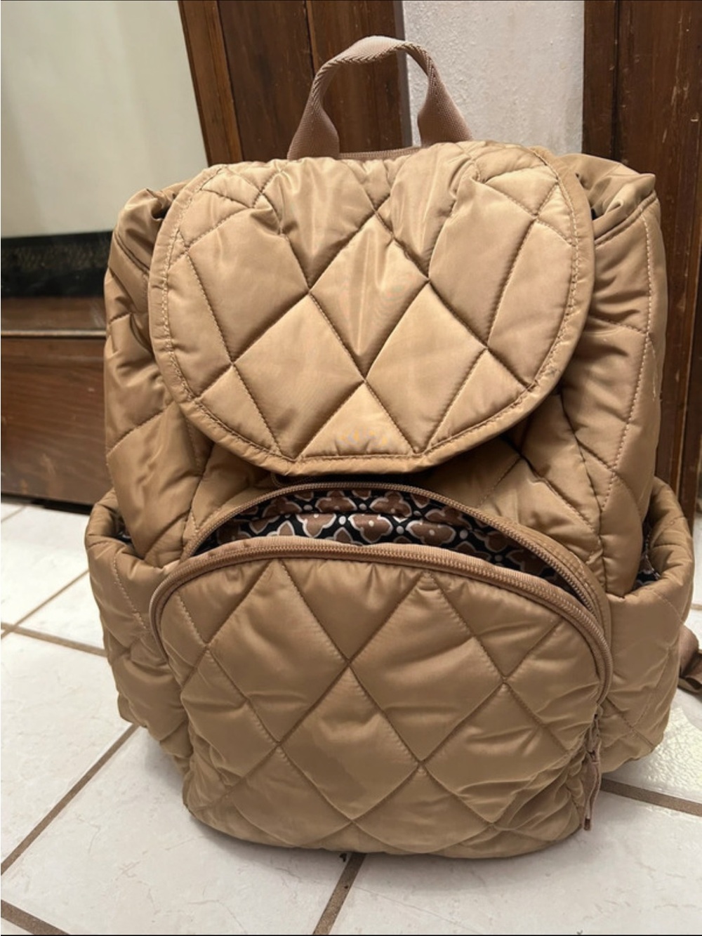 Vera Bradley Quilted Backpack Tan - Women Bags
